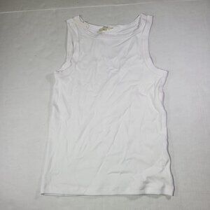 Madewell Women Cotton White Brightside High Neck Ribbed Tank Top Size S